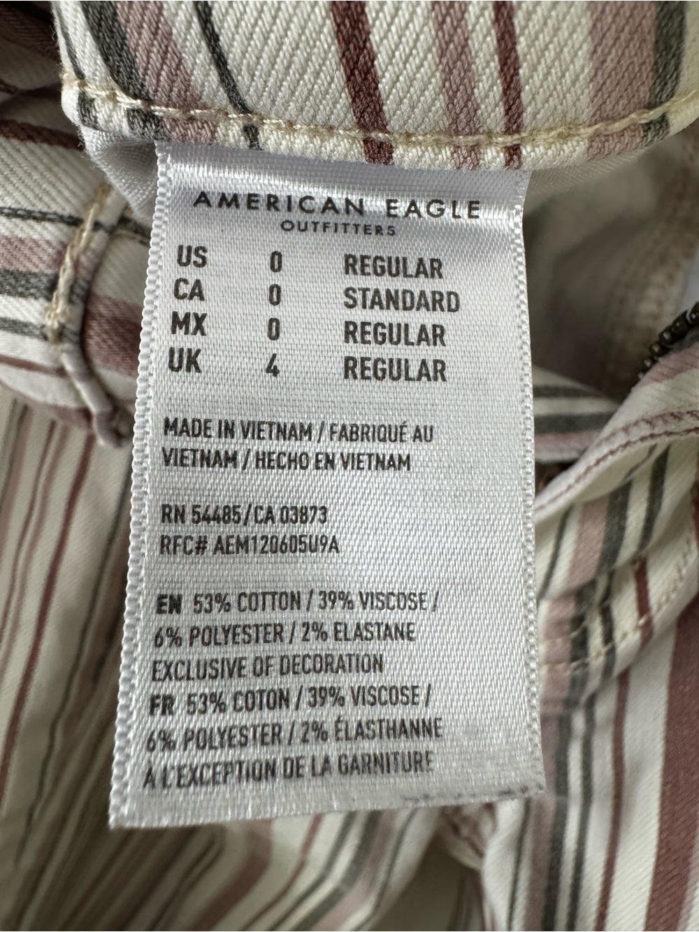 American Eagle Next Level Stretch Striped Skinny Jeans Size 0 Regular - Picture 8 of 10
